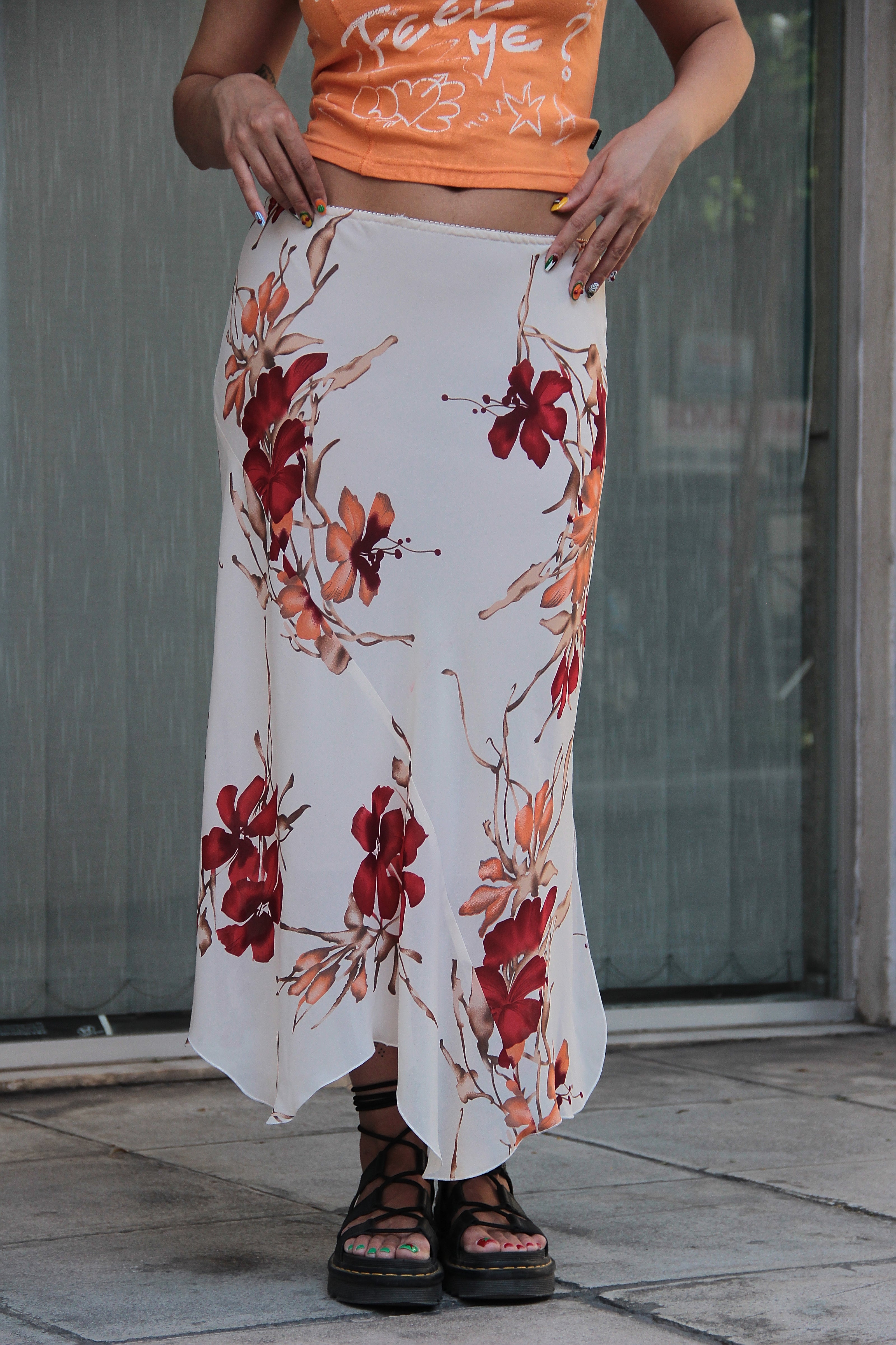 Vintage silk & viscose midi skirt (M)