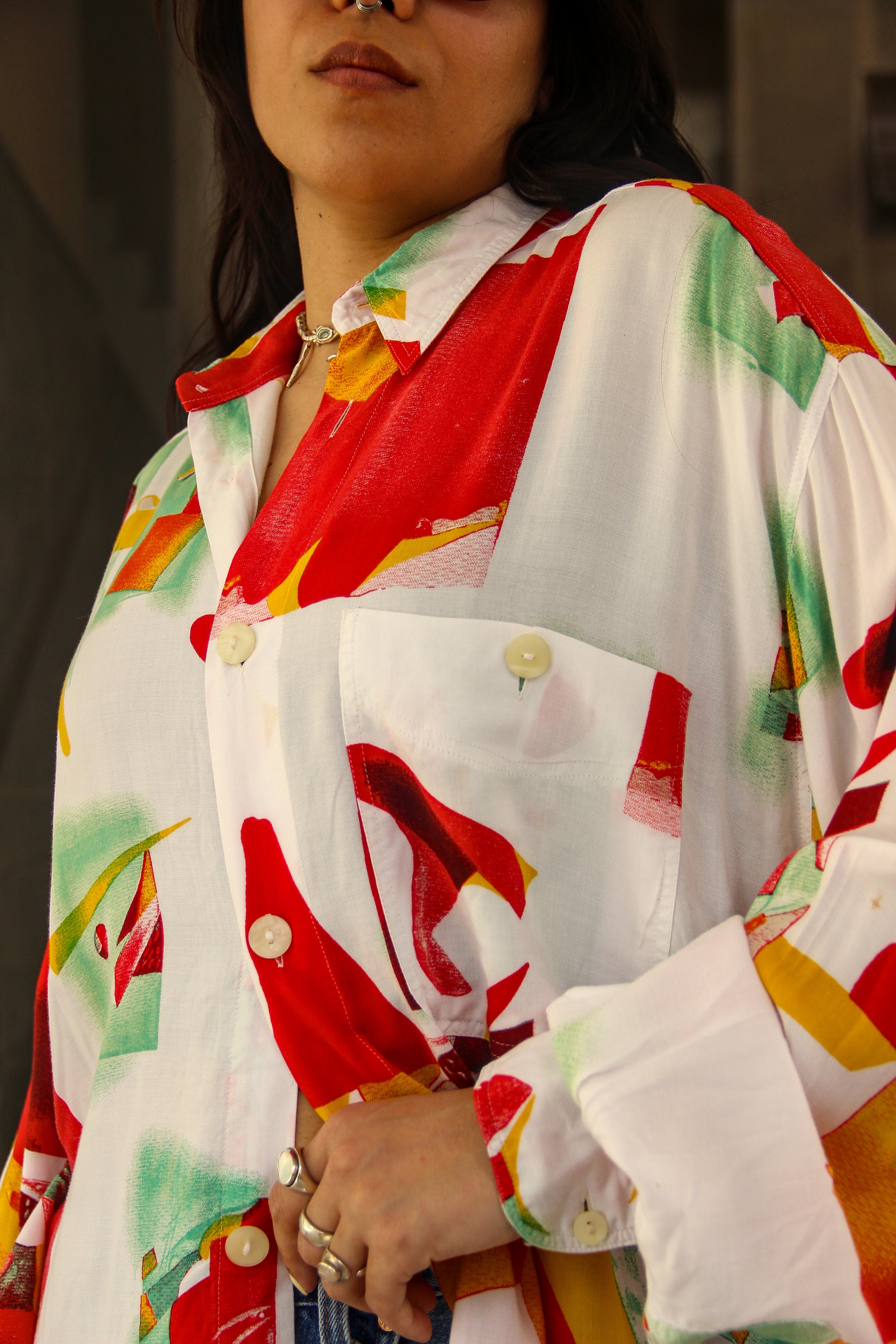 Vintage Men's funky patterned shirt (L)