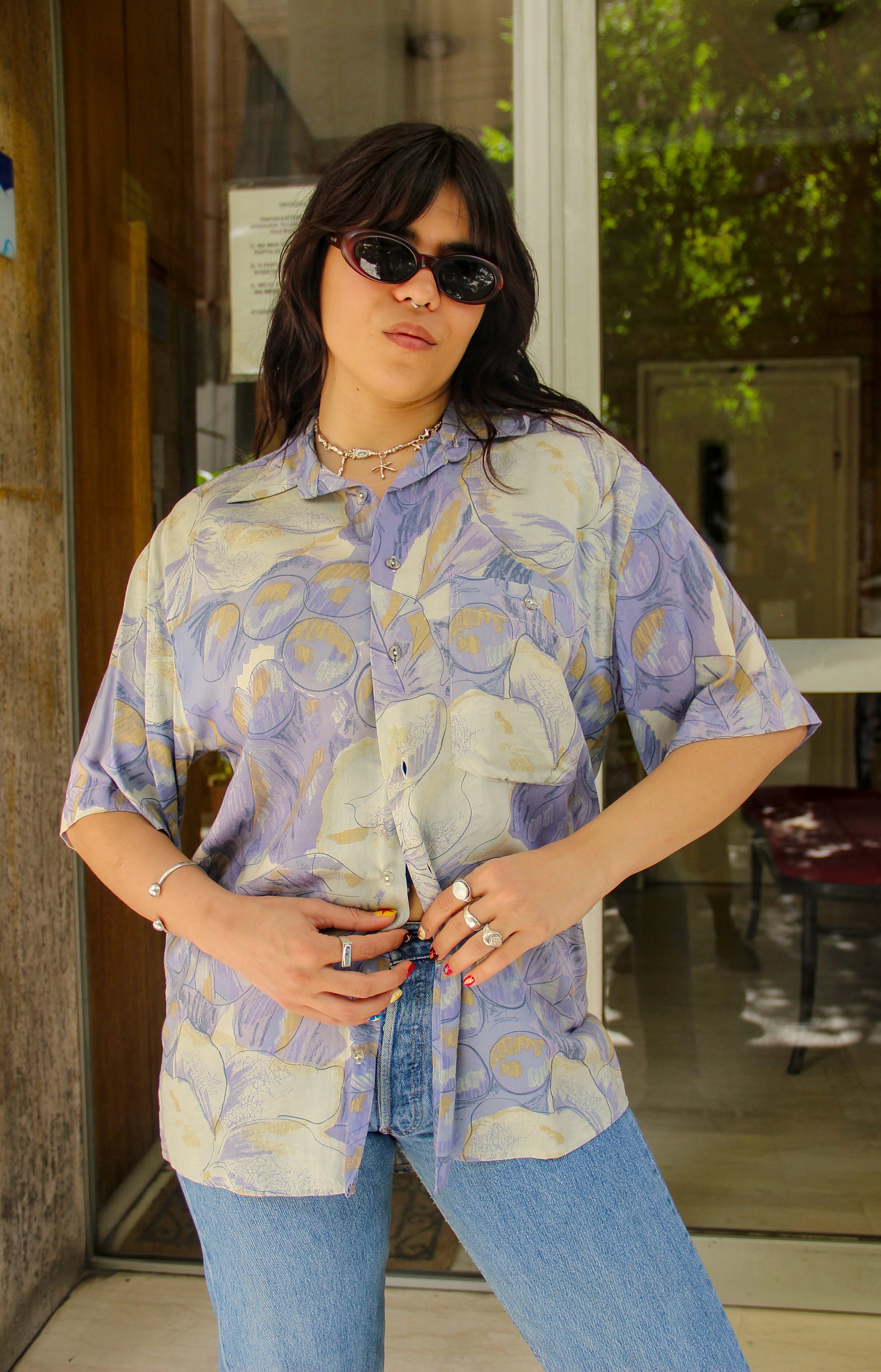 Vintage Men's funky patterned shirt (S)