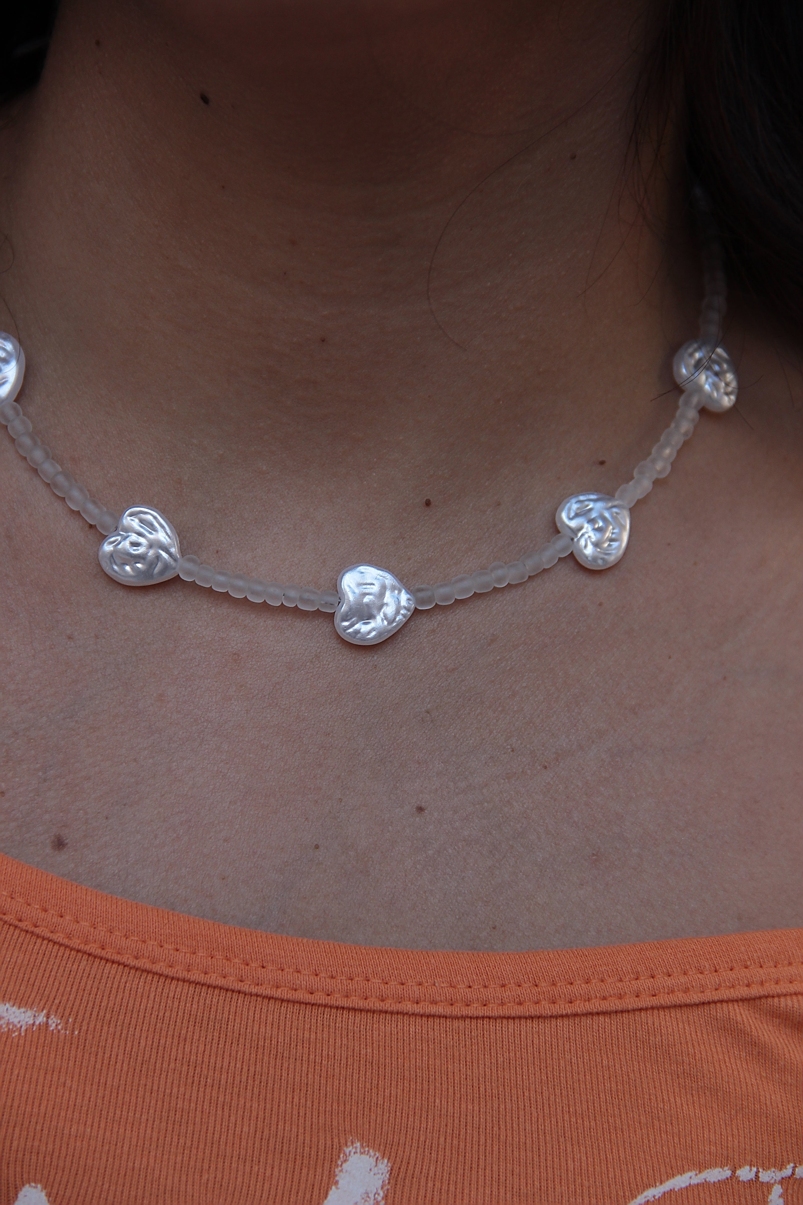 Handmade beaded heart necklace