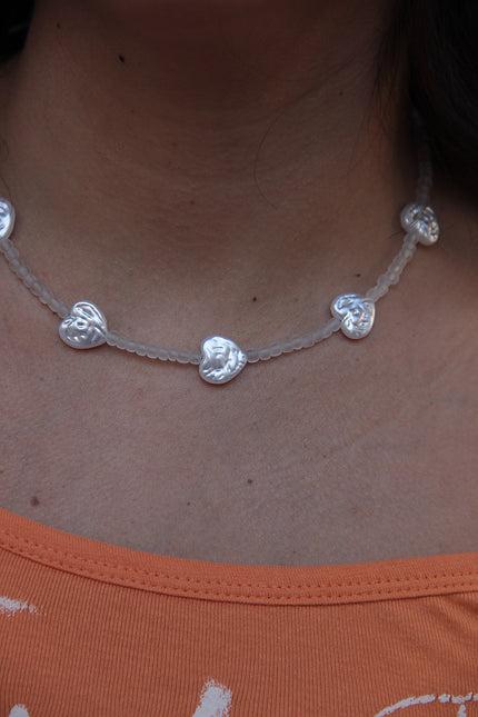 Handmade beaded heart necklace