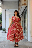 Vintage french style floral button up dress (M/L)