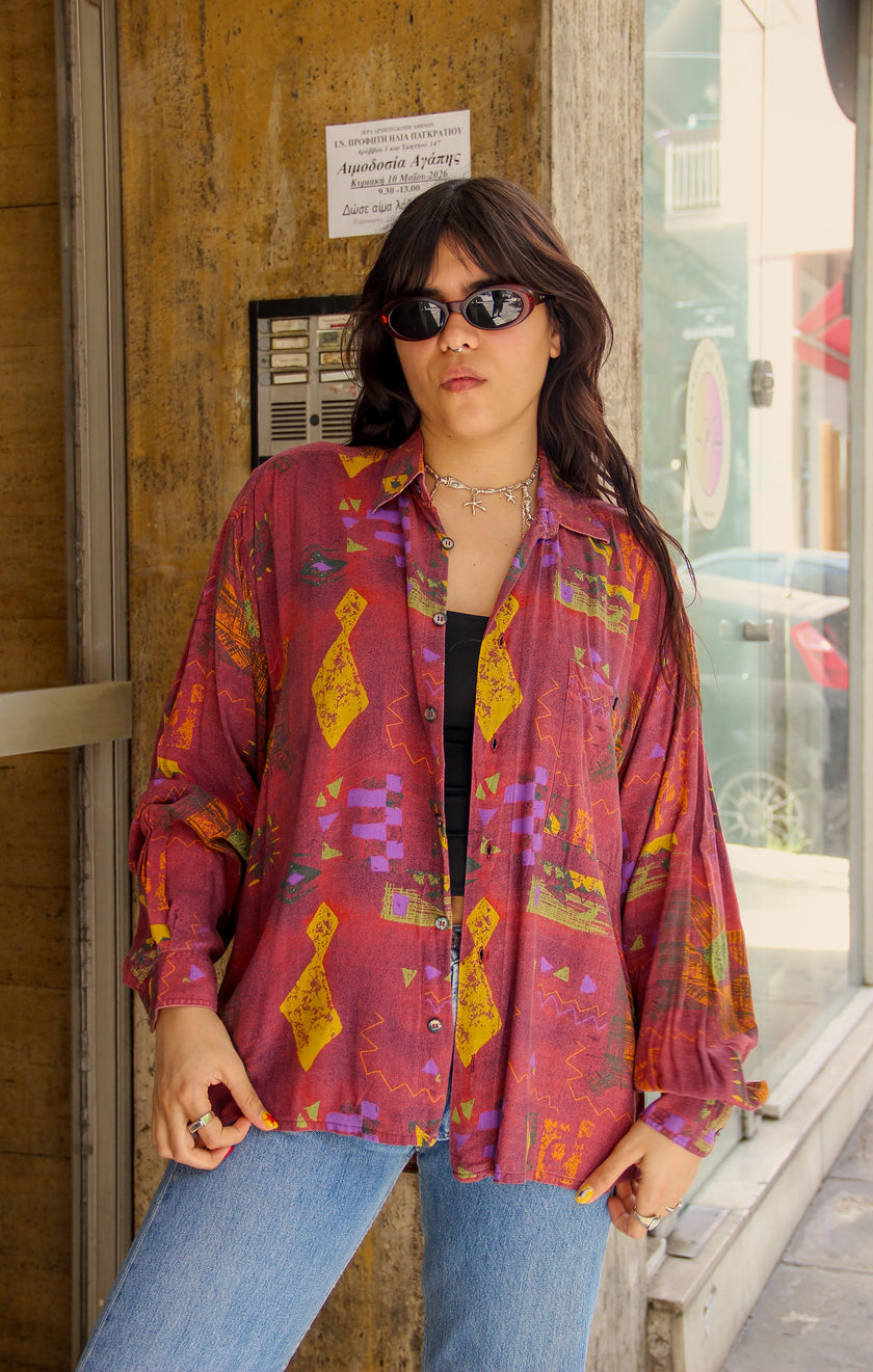 Vintage Men's funky patterned shirt (M)