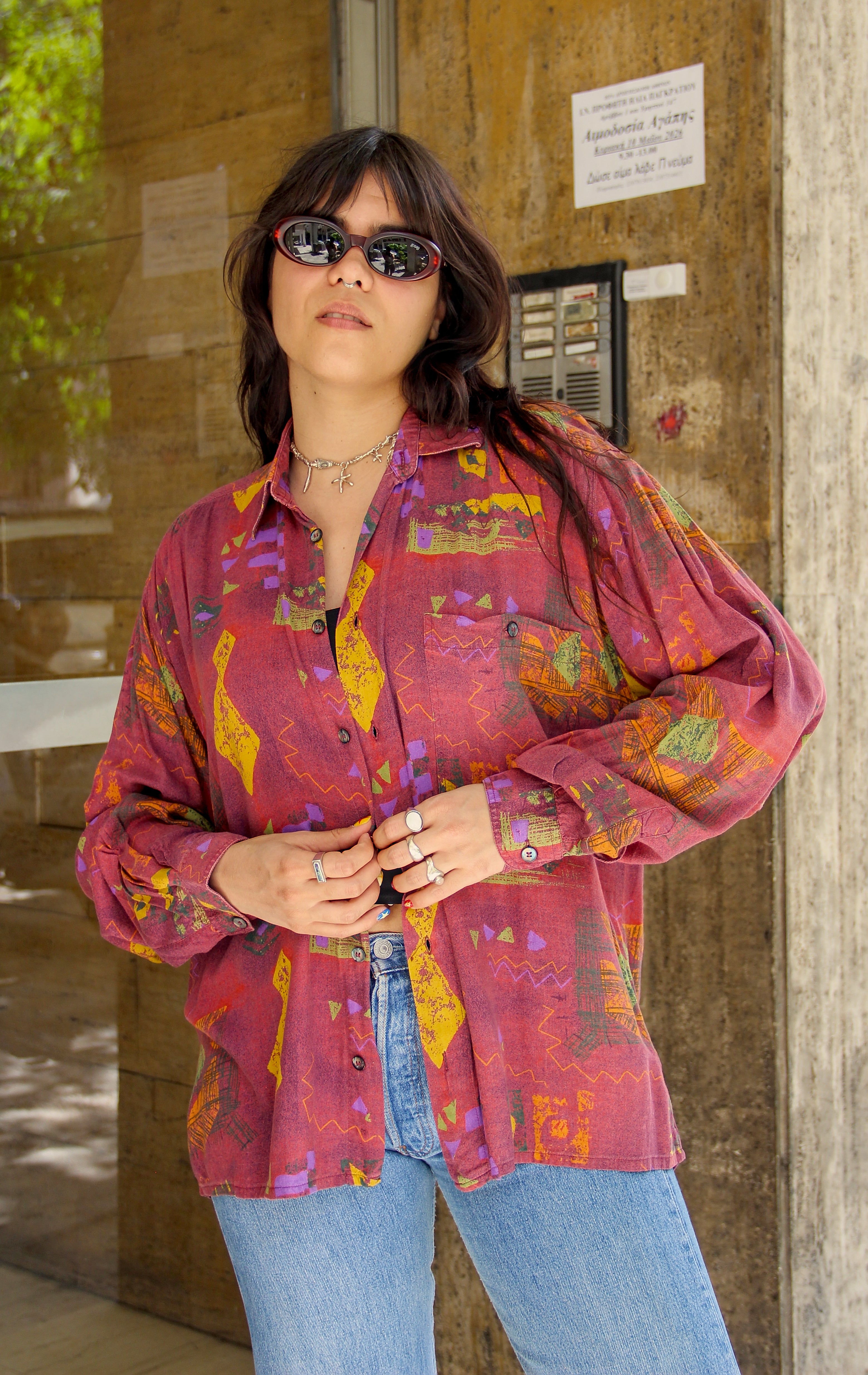 Vintage Men's funky patterned shirt (M)
