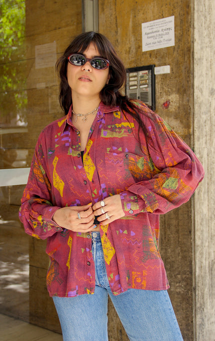 Vintage Men's funky patterned shirt (M)