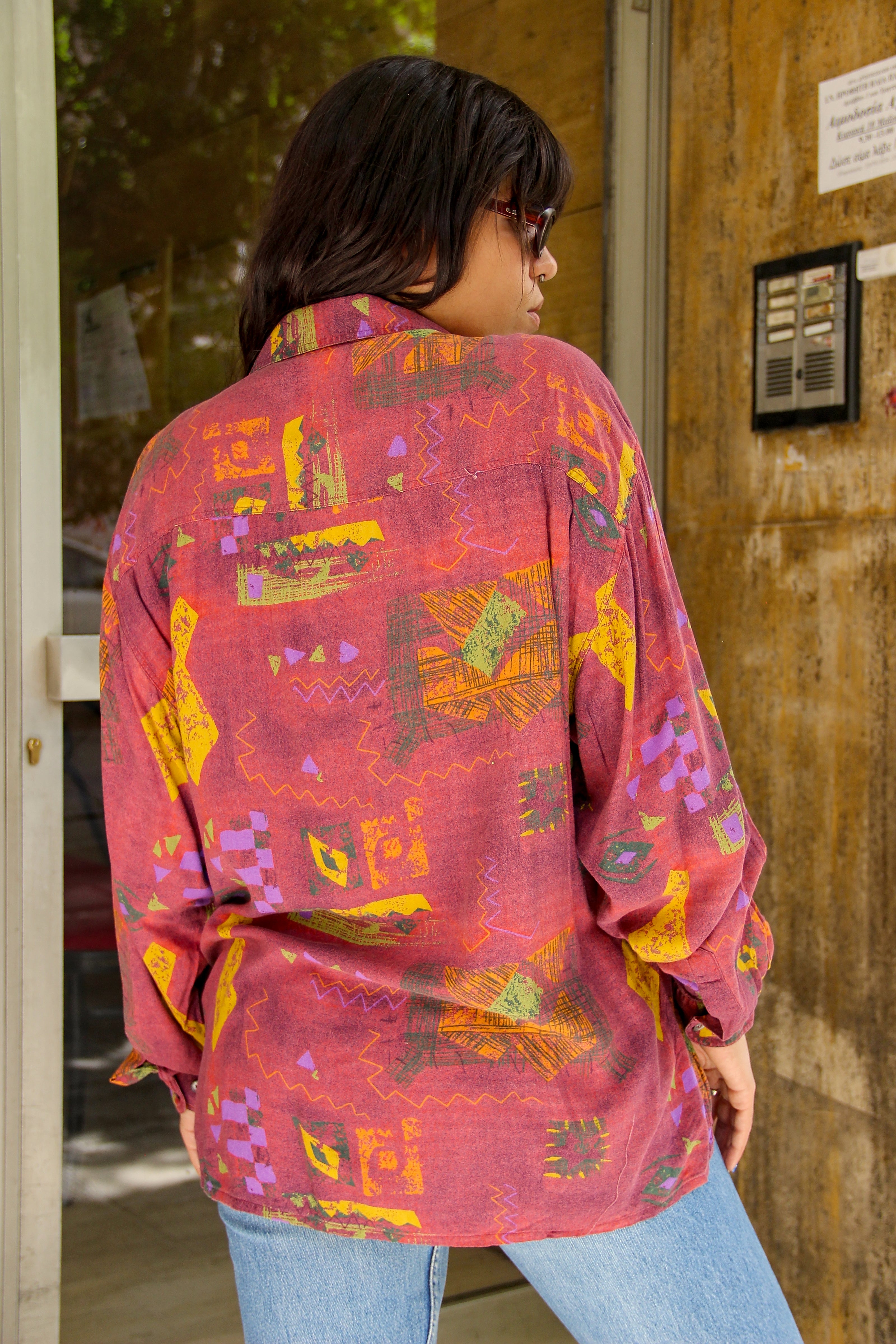 Vintage Men's funky patterned shirt (M)