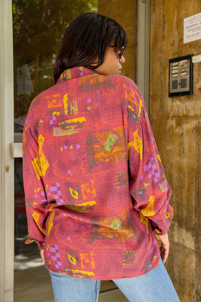 Vintage Men's funky patterned shirt (M)