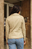 Vintage zip up genuine leather jacket (M)