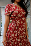 Vintage french style floral button up dress (M/L)