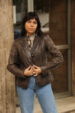 Vintage dark brown genuine leather blazer (M)