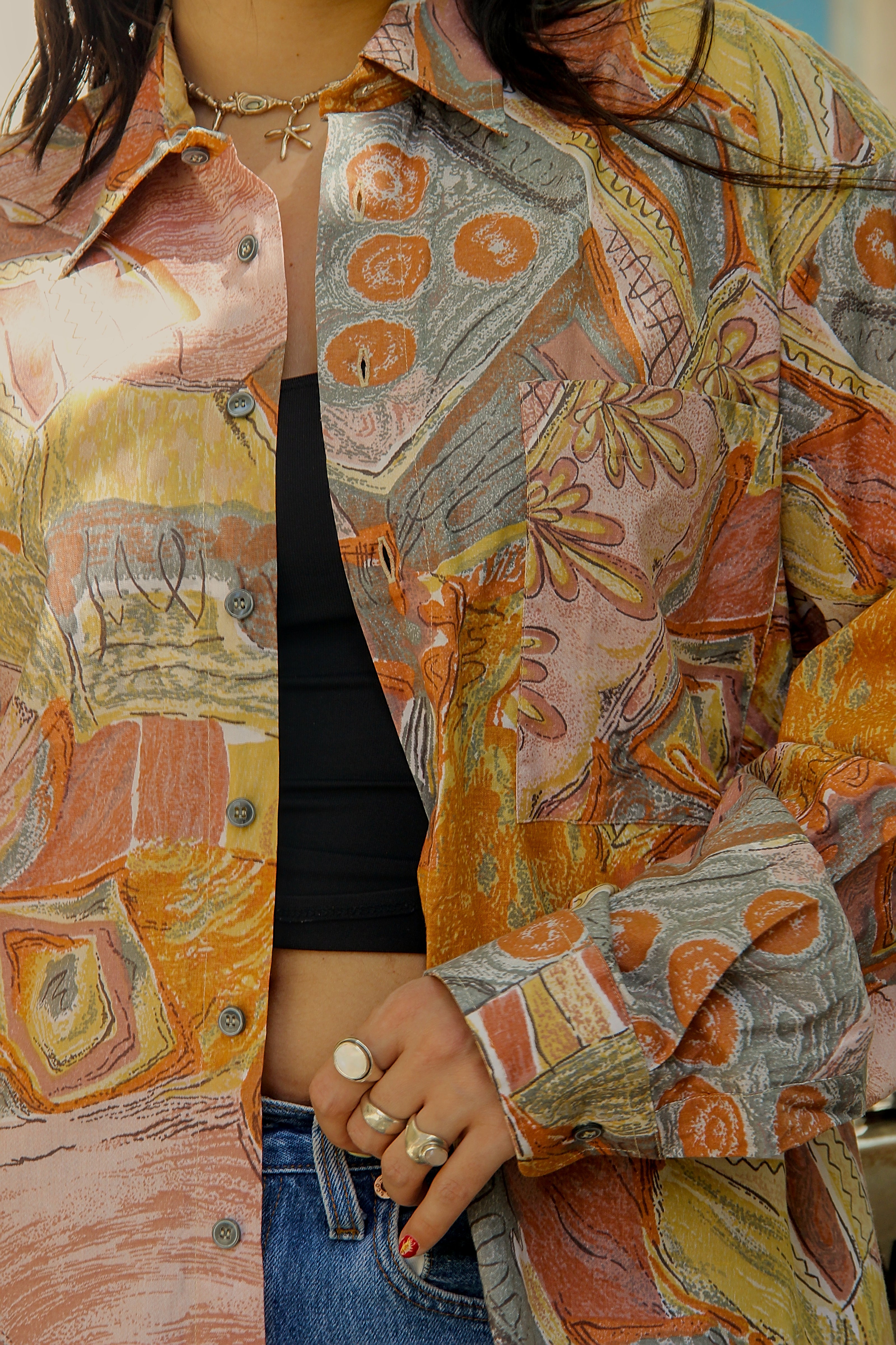 Vintage Men's Funky patterned shirt (L)