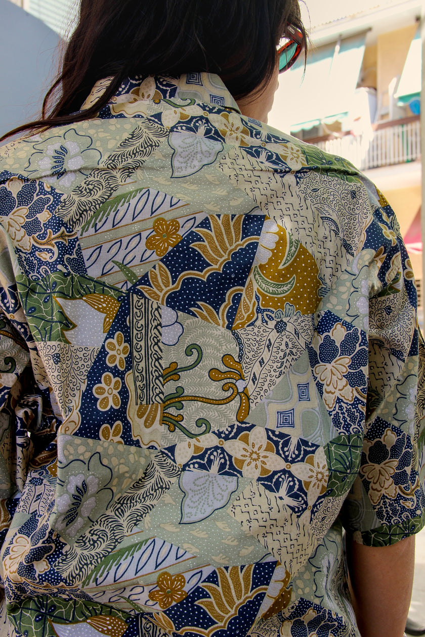 Vintage Men's funky patternned shirt (XL)