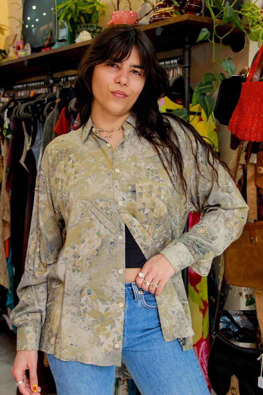 Vintage Men's funky patterned shirt (M)