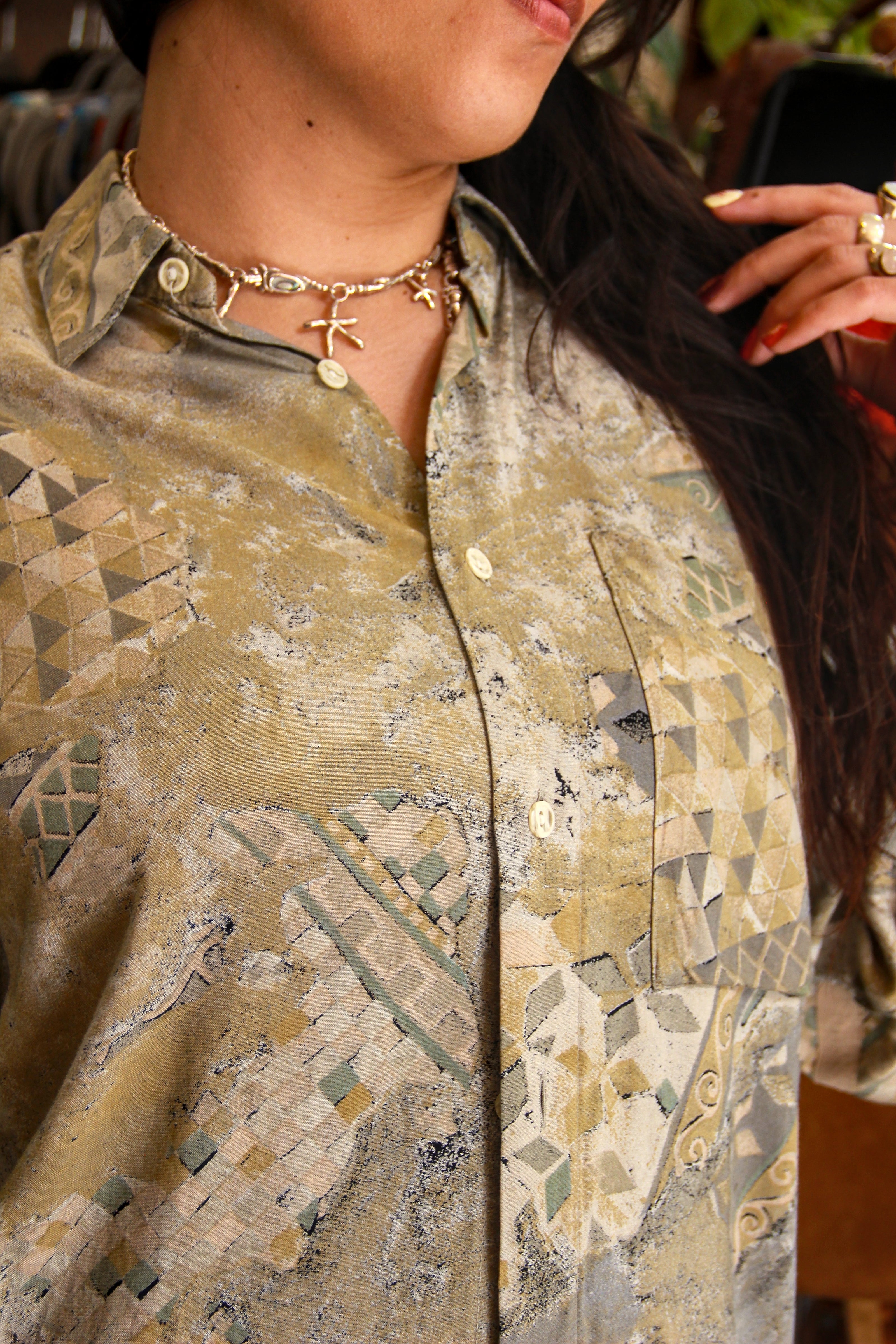 Vintage Men's funky patterned shirt (M)