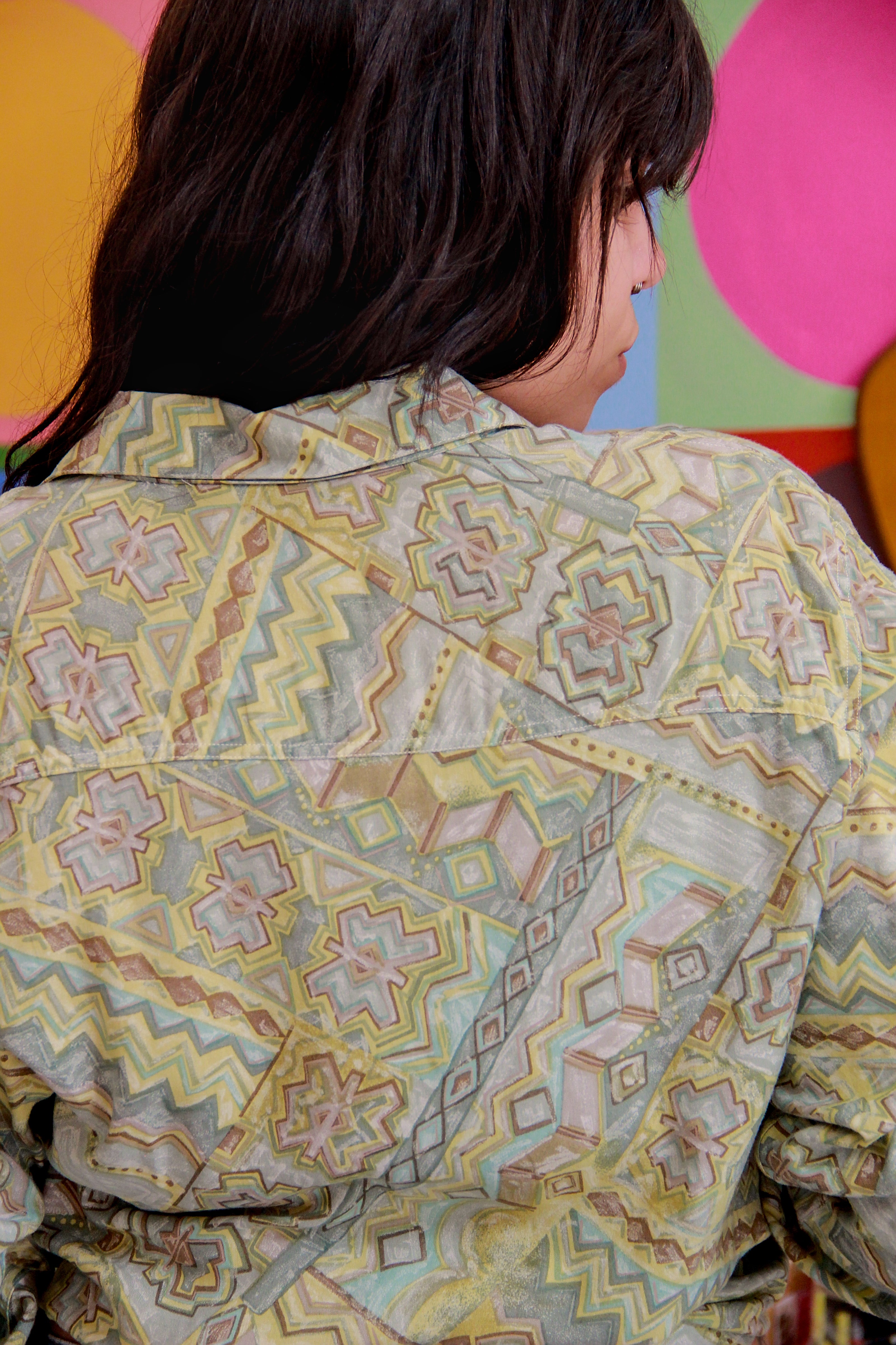 Vintage Men's funky patterned shirt (S/M)