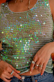 Stunning Y2K crochet sequin tank top (M/L)