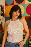 Stunning Y2K  sparkling  crochet sequin top (S/M) (NEW WITH TAGS)