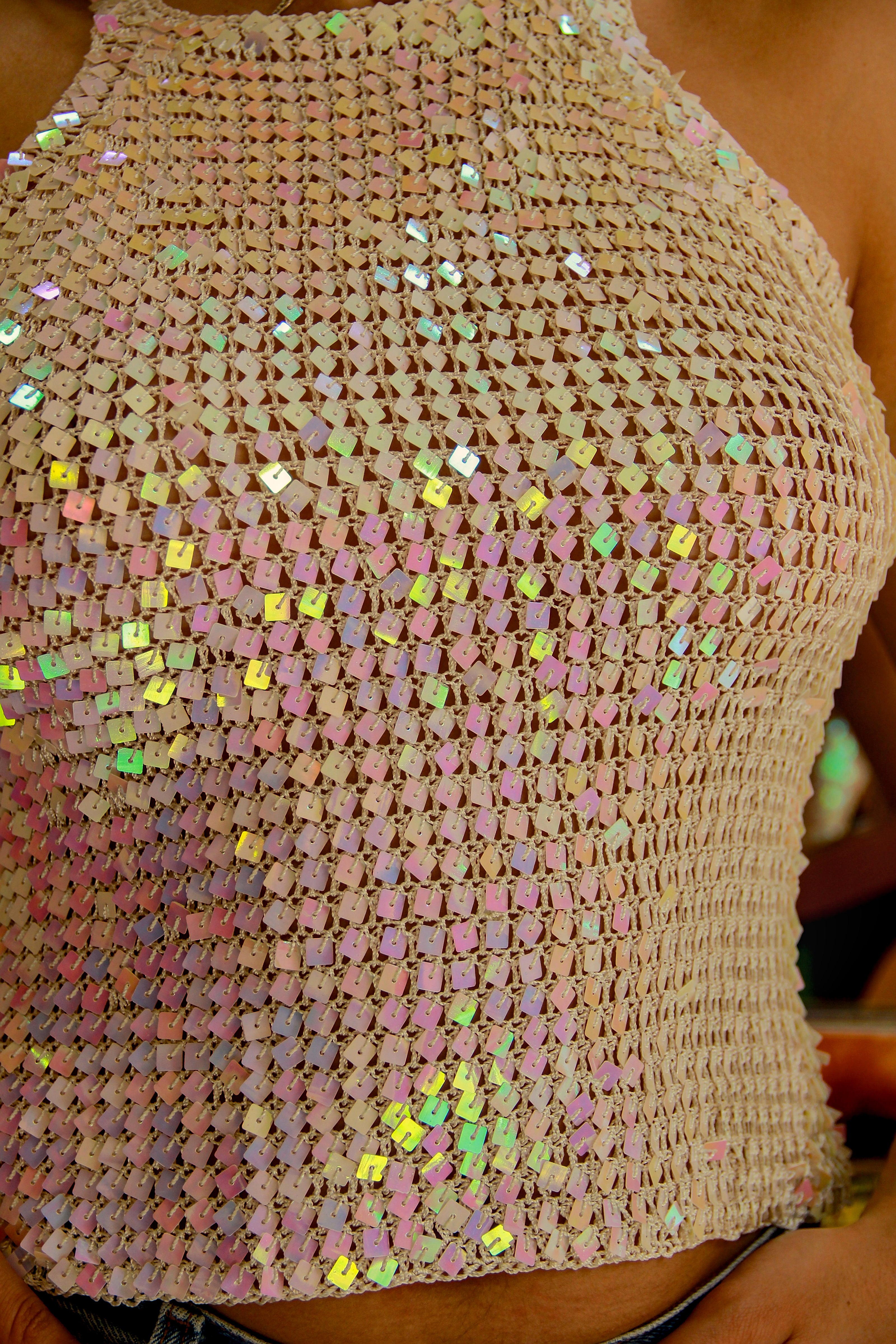 Stunning Y2K  sparkling  crochet sequin top (S/M) (NEW WITH TAGS)