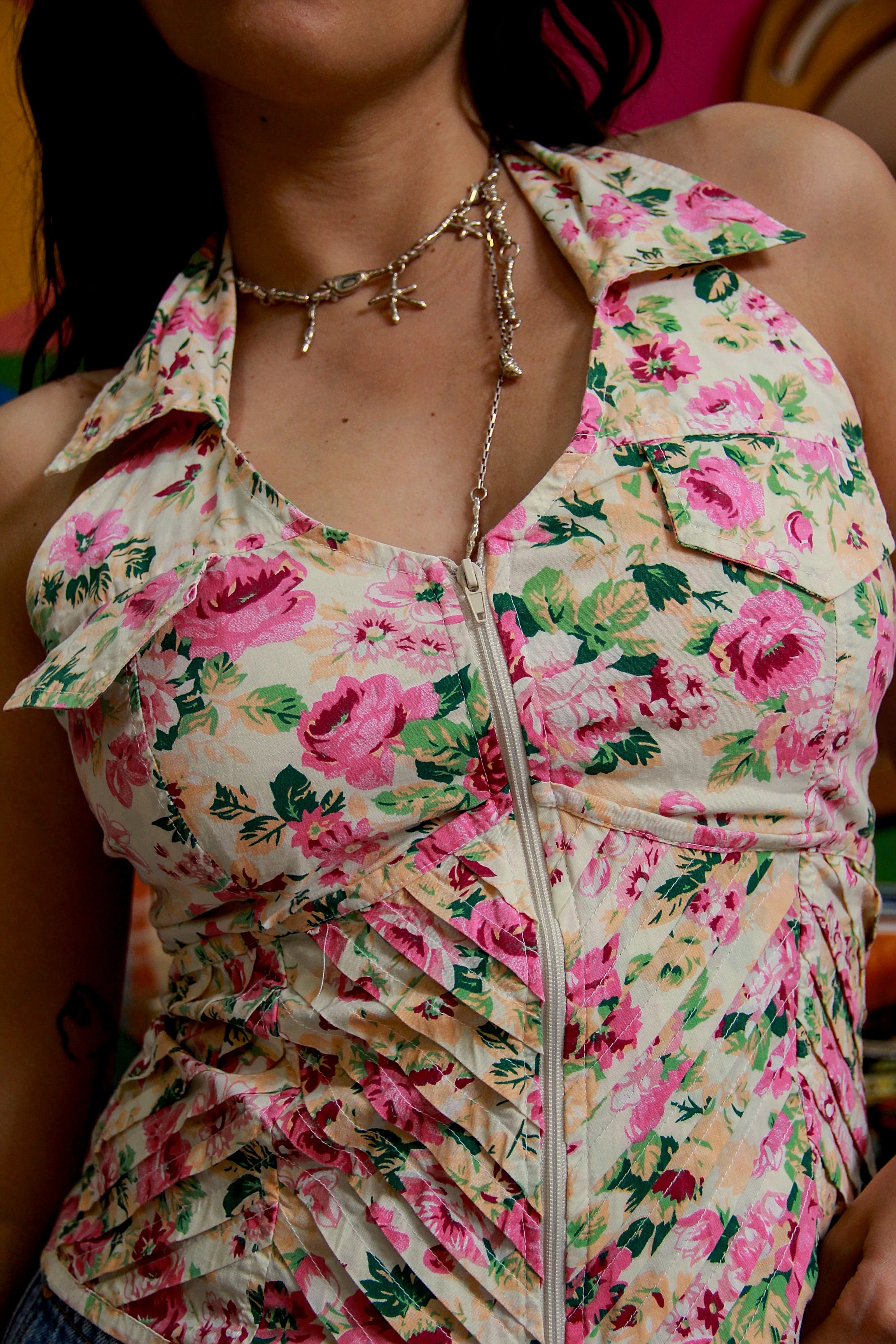 Vintage floral backless top (S/M)