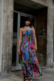 Gorgeous 100% silk colorful maxi dress (S)