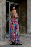 Gorgeous 100% silk colorful maxi dress (S)