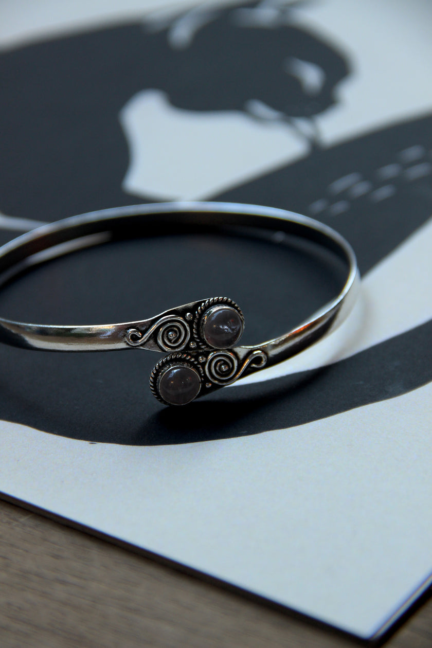 Stunning silver toned brass cuff bracelet