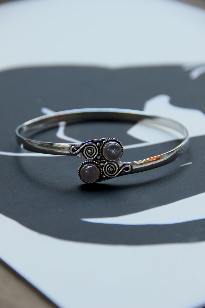 Stunning silver toned brass cuff bracelet