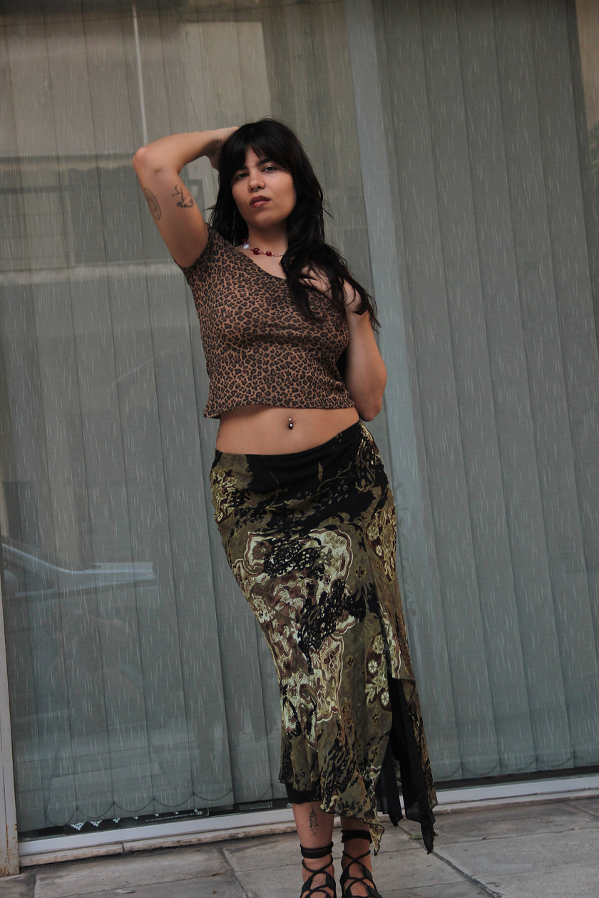 Super hot see-through lerard print top (S/L)