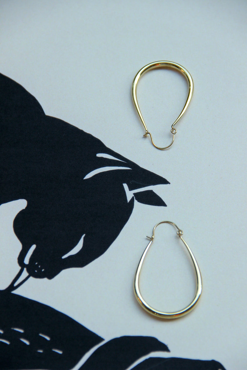 Gold toned brass hoop earrings