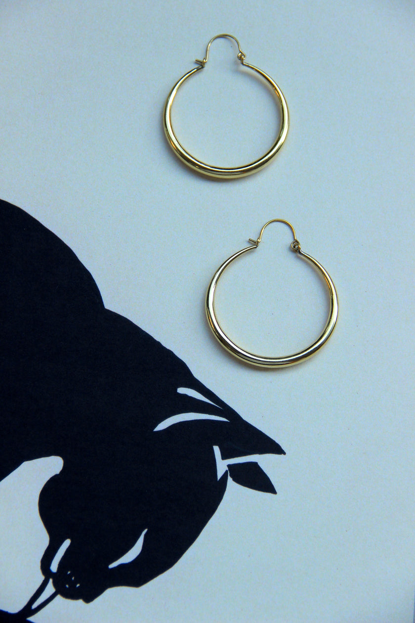 Gold toned brass hoop earrings