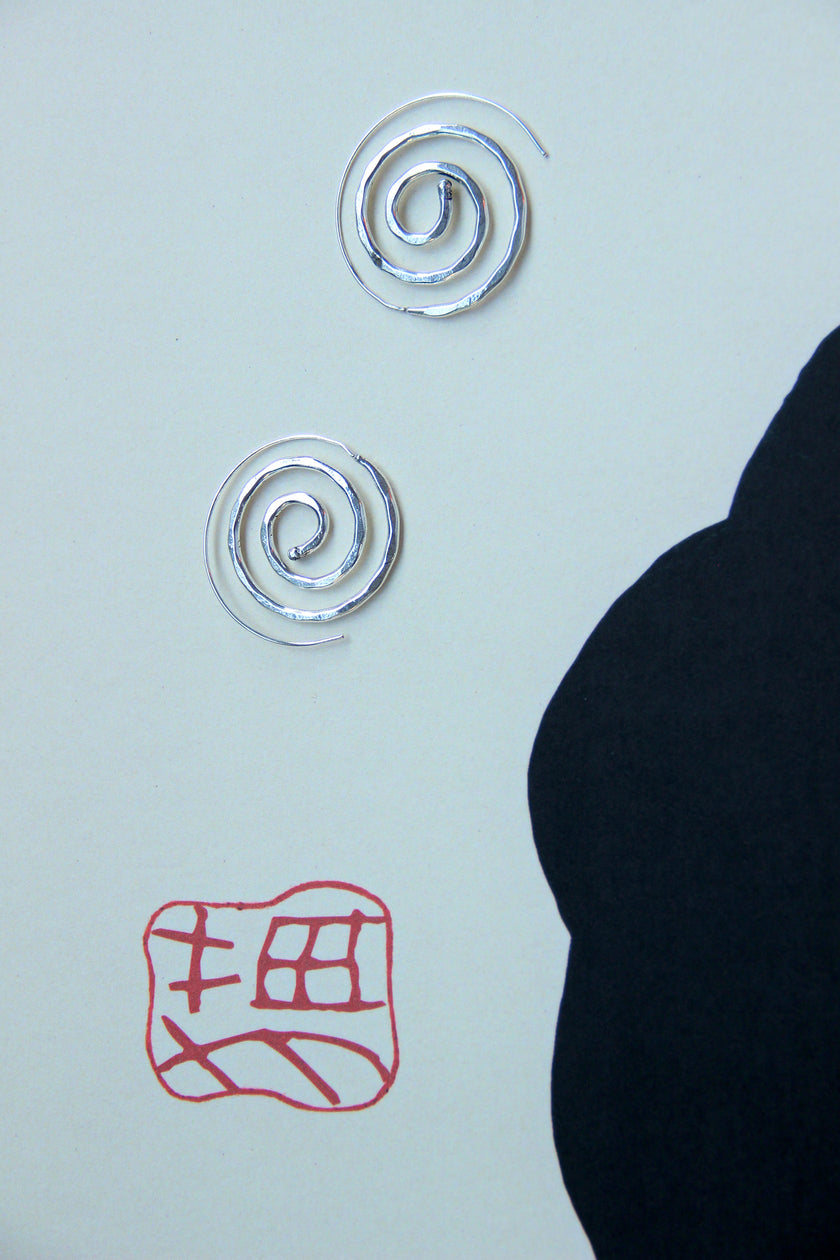 Spiral brass earrings