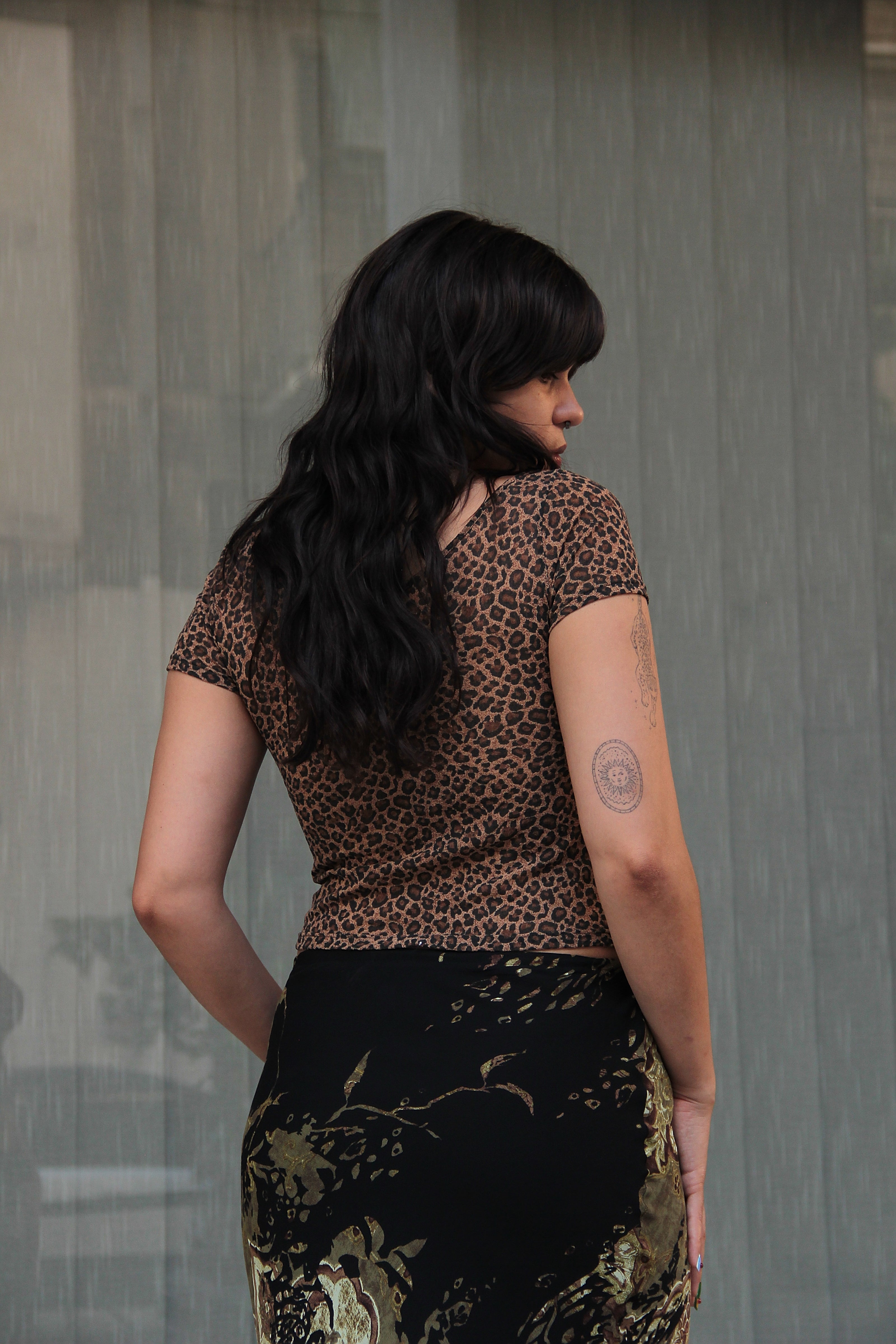 Super hot see-through lerard print top (S/L)
