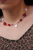 Handmade bead necklace with pearl heart