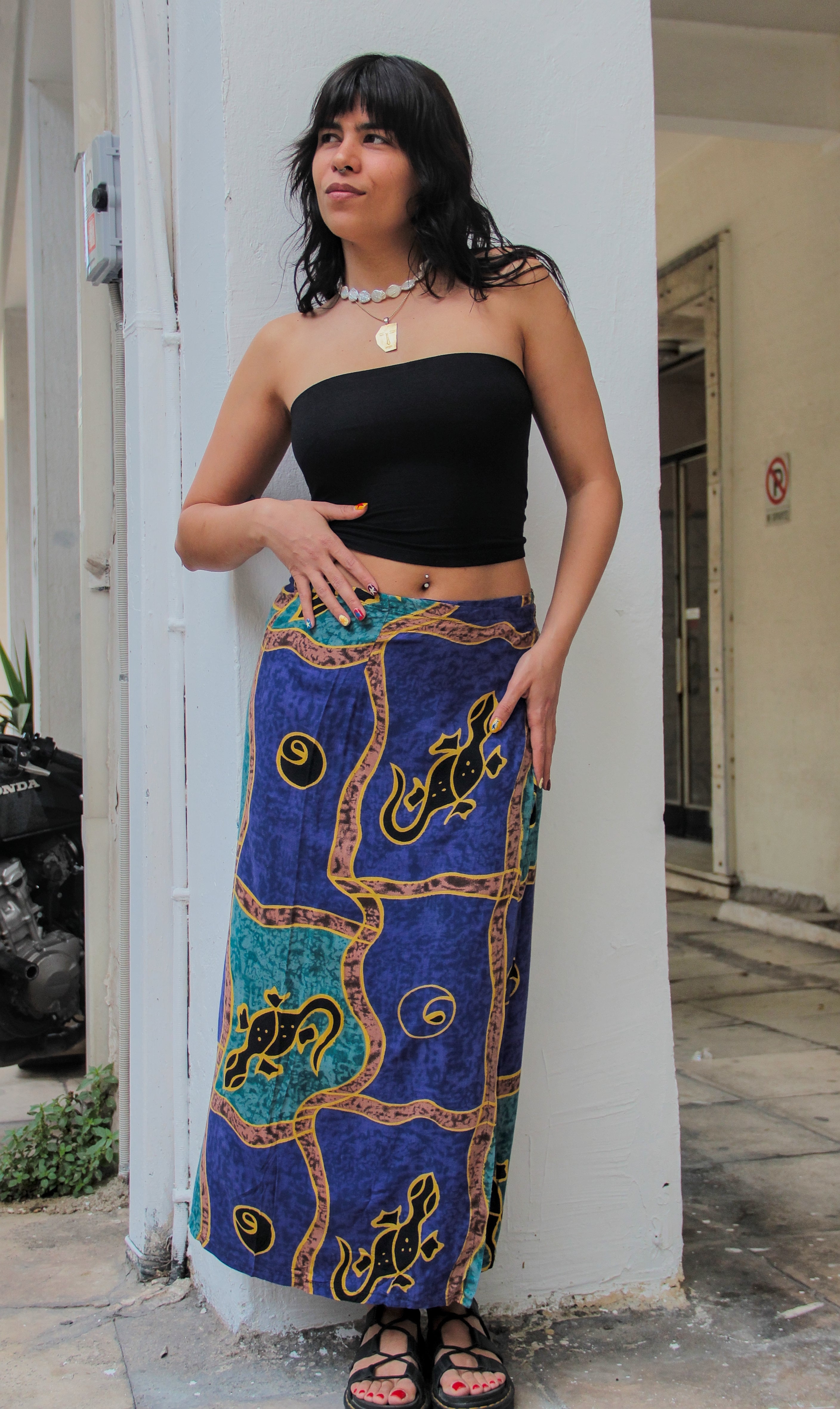 Vintage maxi boho wrap skirt (M/XL)