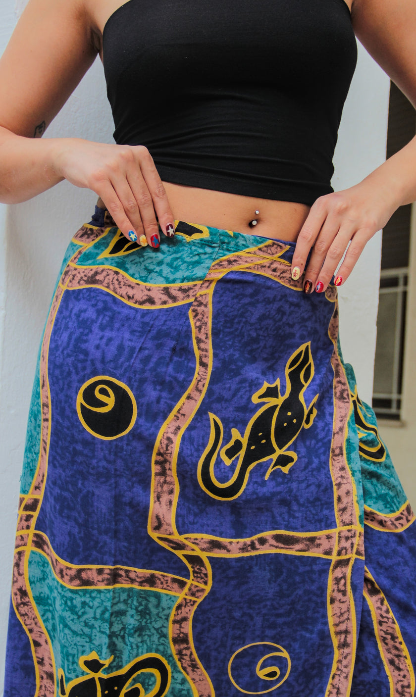 Vintage maxi boho wrap skirt (M/XL)