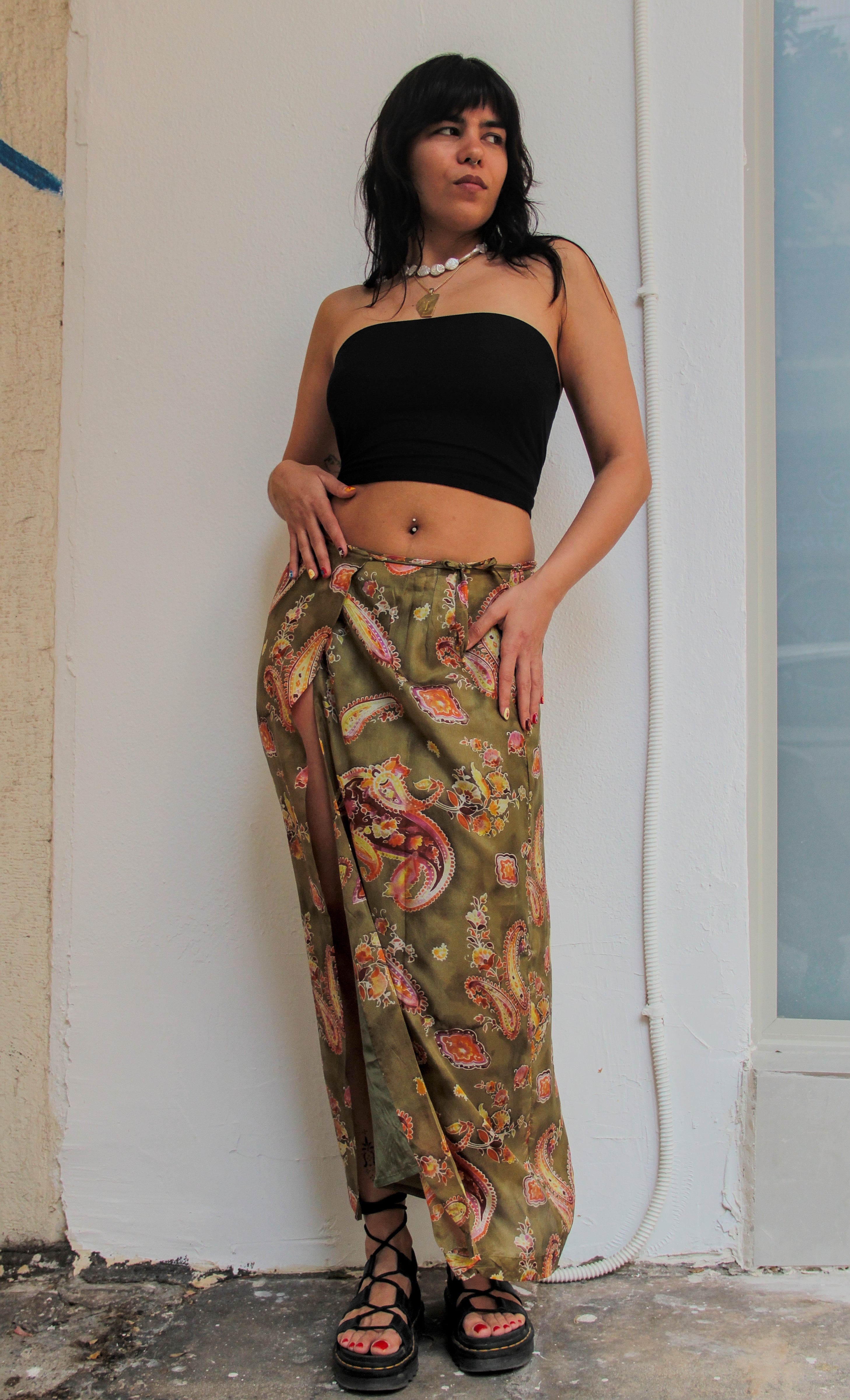 Vintage silk wrap skirt (XS/S)