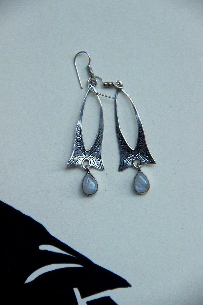 Silver toned brass boho earrings