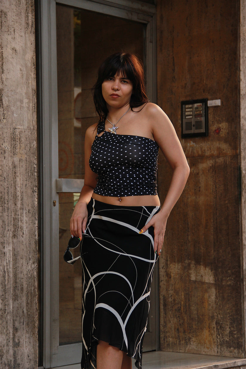 Super cute deadstock one sjoulder polka dot top (S/L)
