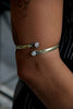 Stunning gold toned brass cuff bracelet (white stones)