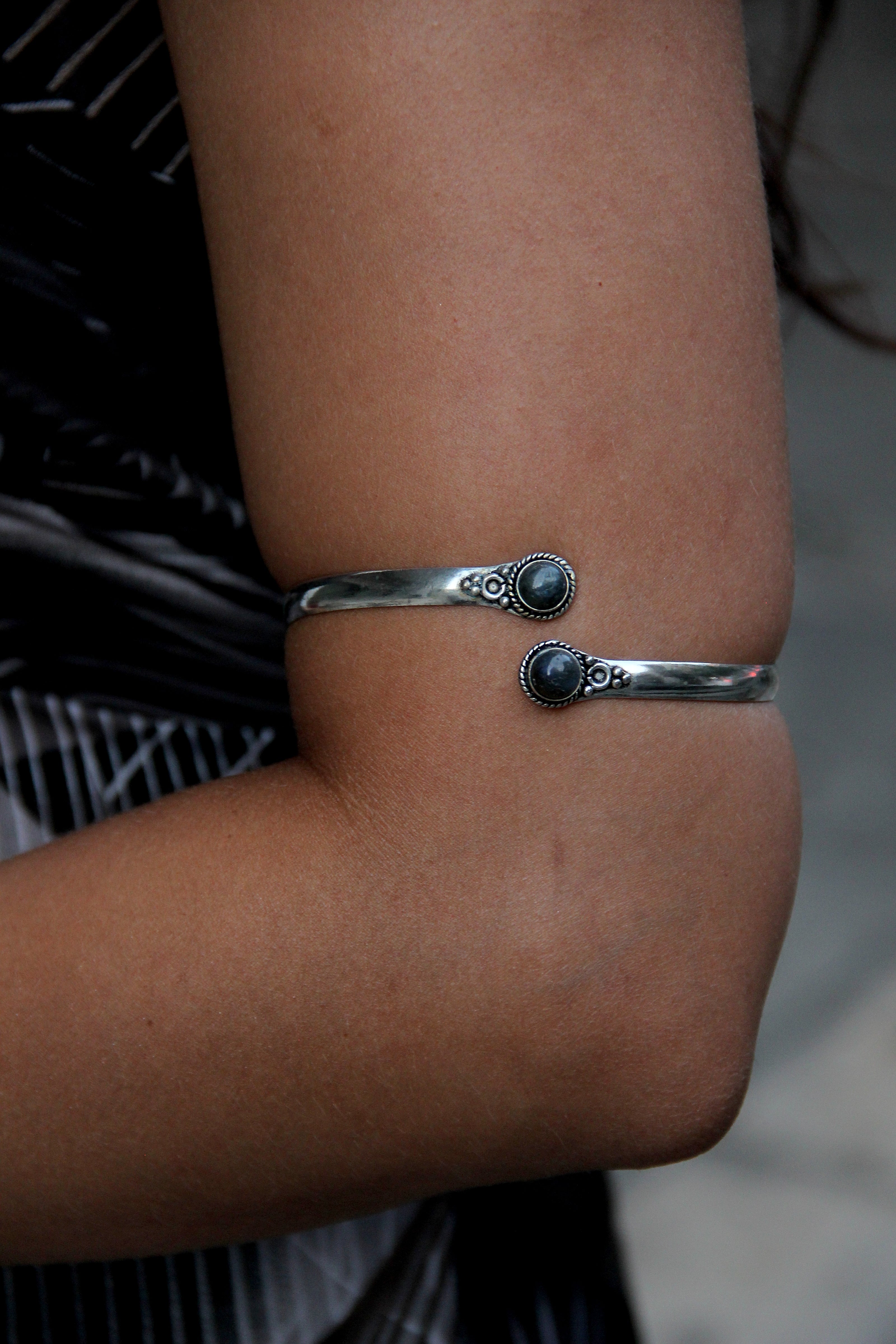 Stunning silver toned brass cuff bracelet