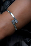 Stunning silver toned brass cuff bracelet