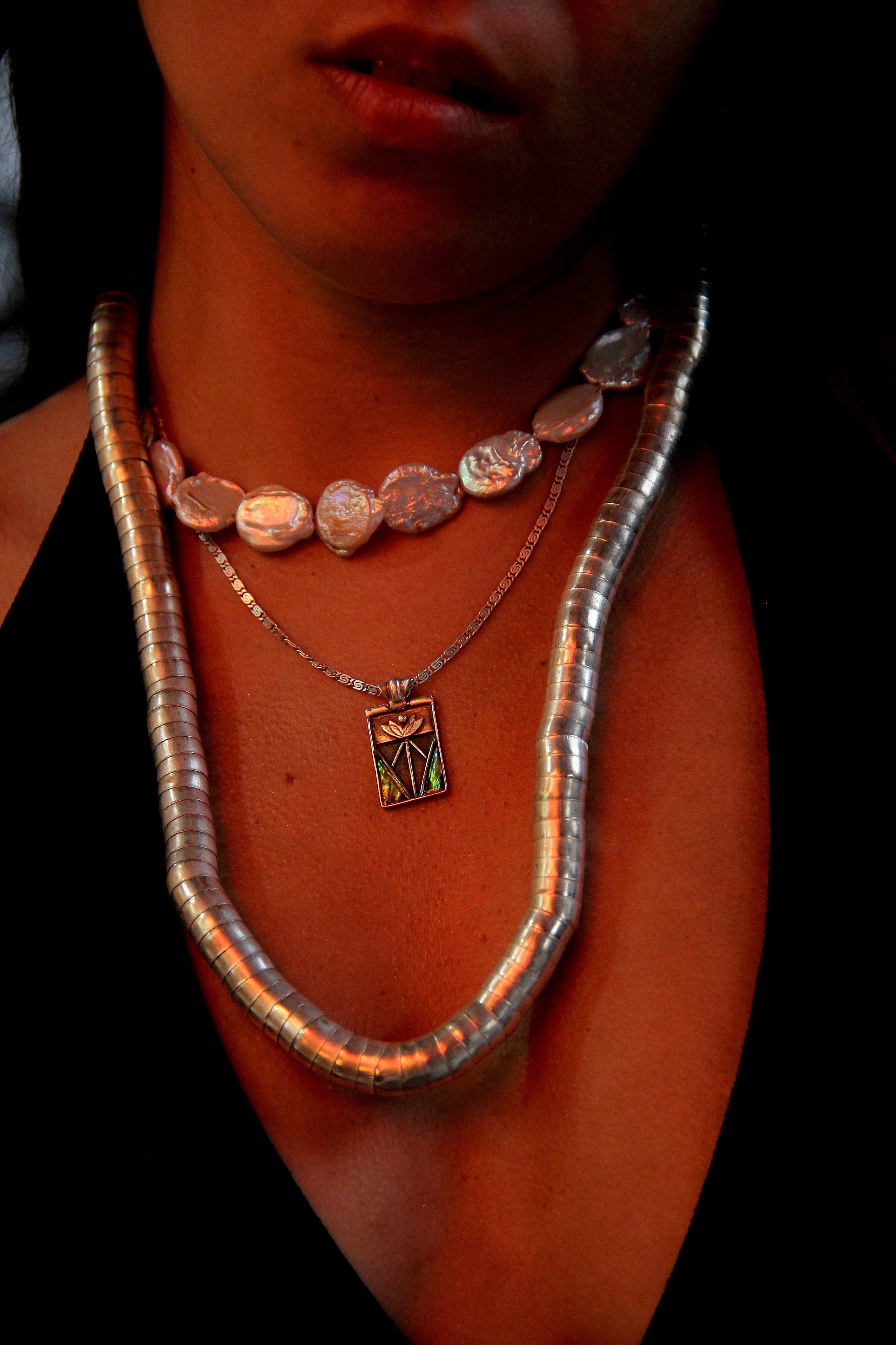 Brass silver necklace