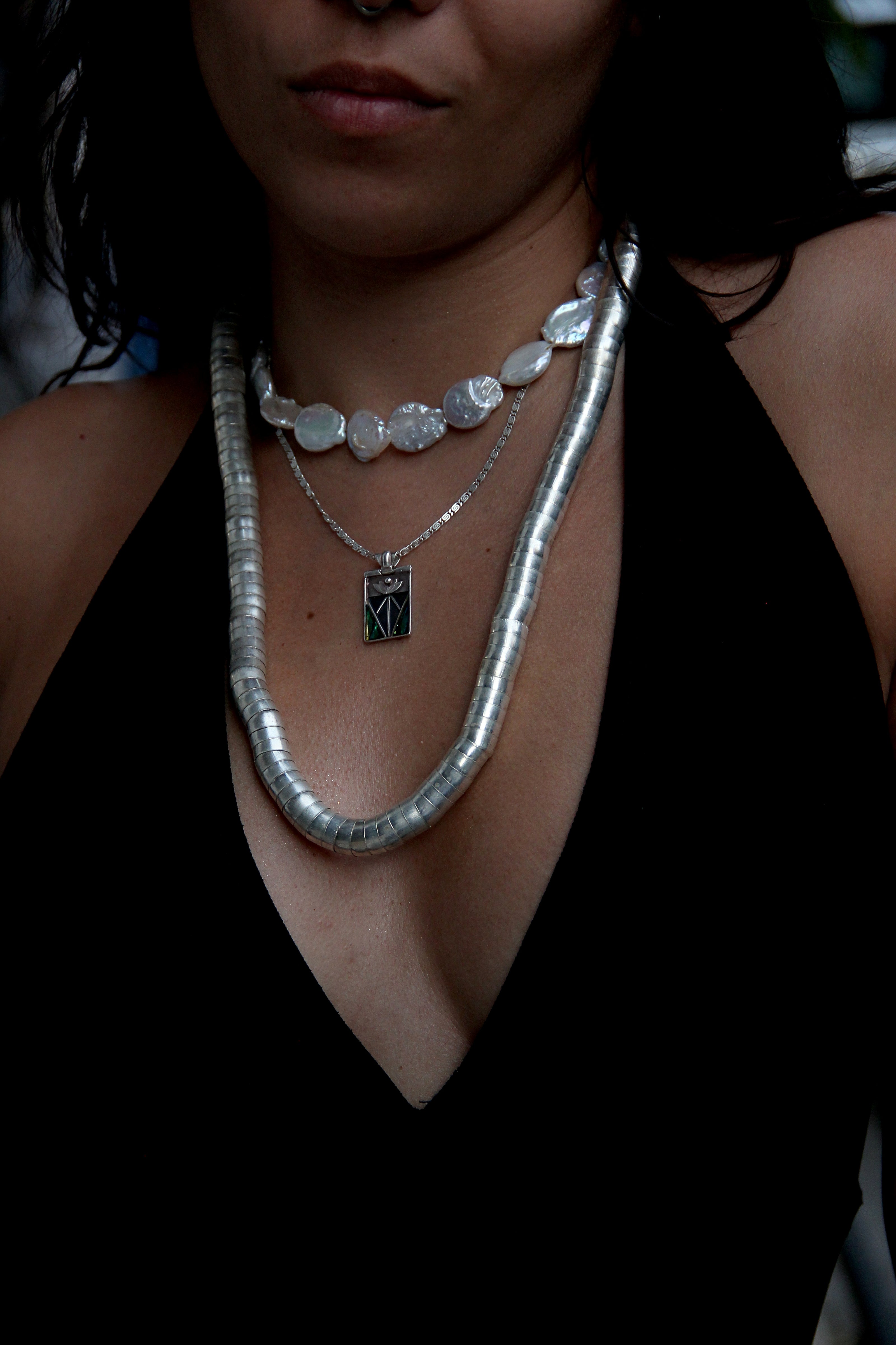 Brass silver necklace