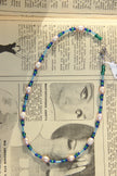 Ocean Mist Pearl Necklace – Handmade Freshwater Pearl & Blue/Green Beaded Necklace