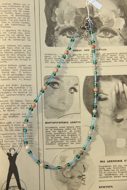 Handmade Glass & agate beaded necklace