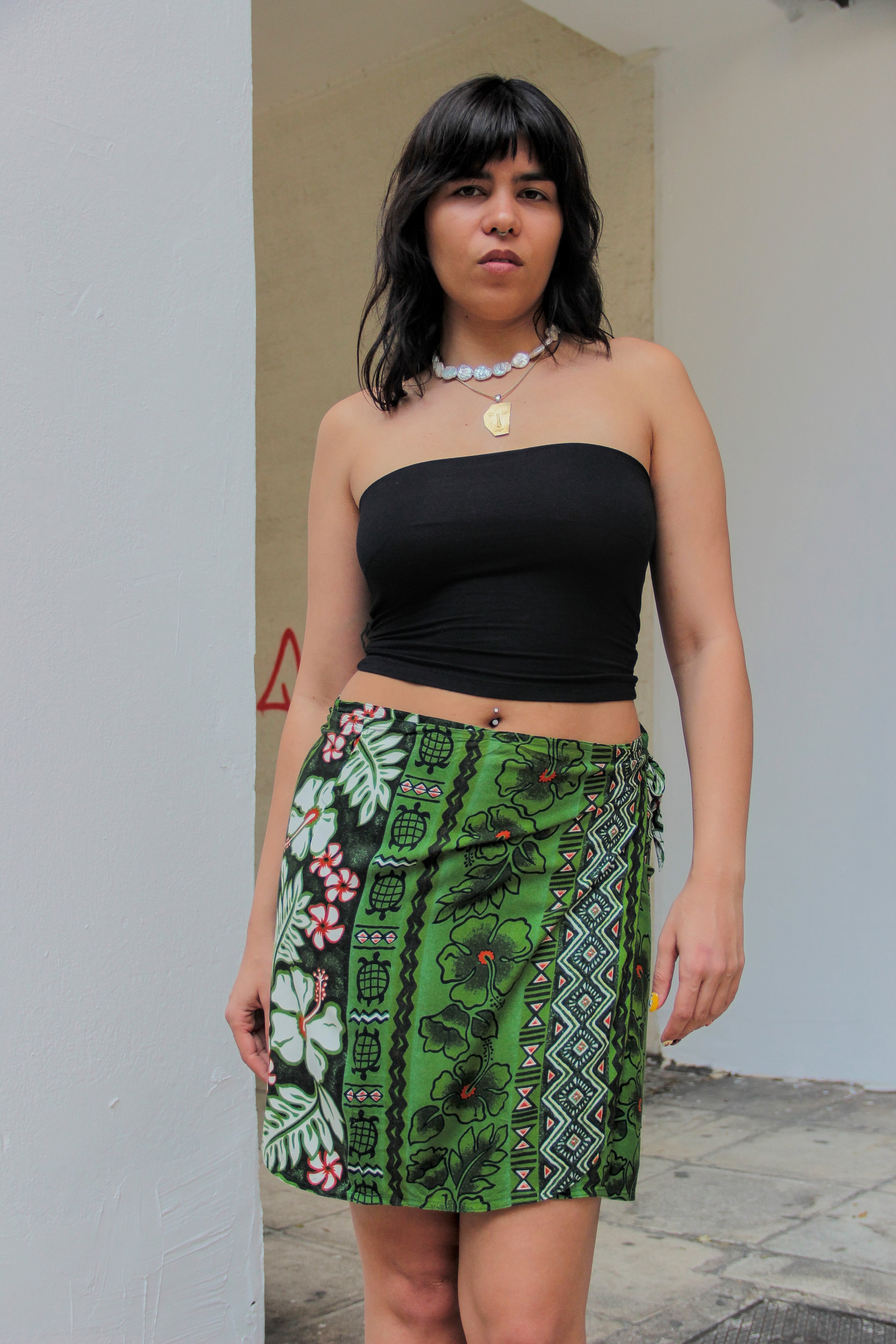 Vintage mini funky patterned wrap skirt (M/L)