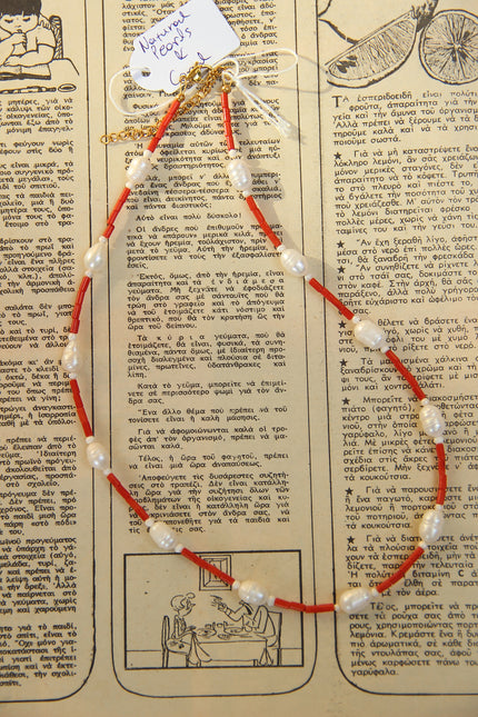 Gorgeous handmade necklace with coral & natural pearls