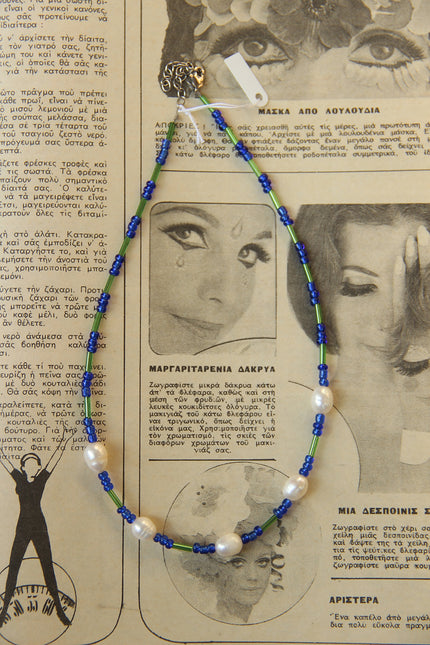 Handmade beautiful glass & natural pearl necklace