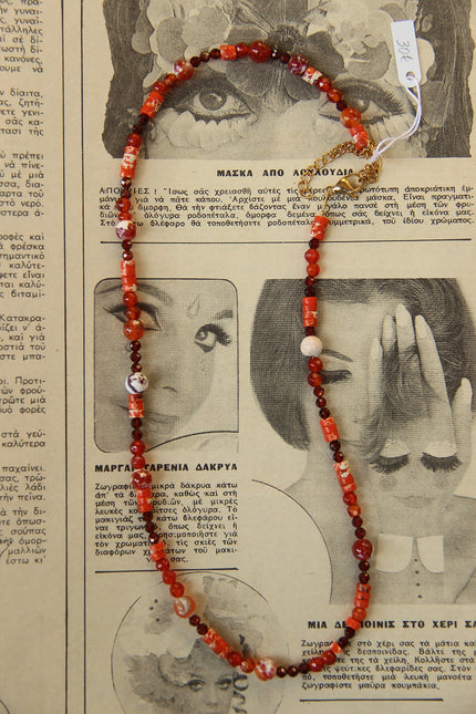 Gorgeous handmade necklace with zircon, imperial jasper, agate fire dragon vein
