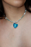 Handmade beaded necklace with murano heart